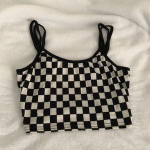 cropped checkered tank top